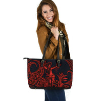 Polynesian Hawaii Leather Tote Bag - Hula Girl Red - Polynesian Pride