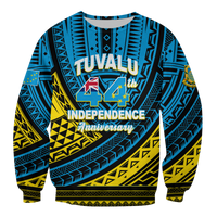 (Custom Personalised) Tuvalu Sweatshirt 44th Independence Anniversary - Tribal Pattern - LT12 Unisex Blue - Polynesian Pride