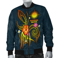 Marshall Islands Polynesian Men's Bomber Jacket - Legend of Marshall Islands (Blue) - Polynesian Pride