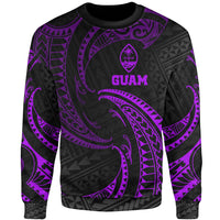 Guam Polynesian Sweater - Purple Tribal Wave Unisex Purple - Polynesian Pride