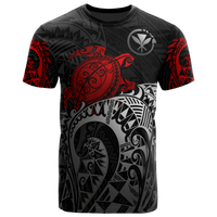 Hawaii T Shirt Polynesian Kanaka Maoli Red Turtle Tattoo Unisex RED - Polynesian Pride