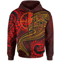 Yap Hoodie Red Shark Polynesian Tattoo Unisex Red - Polynesian Pride