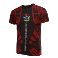 Cook Islands T Shirt Polynesian Coat of Arms Polynesian Tattoo Red Style Unisex Red - Polynesian Pride