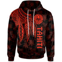 Tahiti Hoodie Polynesian Wings (Red) Unisex Red - Polynesian Pride