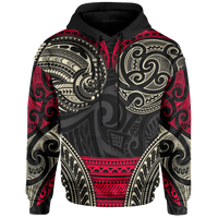Maori ll Over Hoodie Polynesian Patterns Style Hoodie Unisex Black - Polynesian Pride