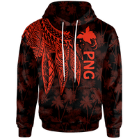 Papua New Guinea Hoodie Polynesian Wings (Red) Unisex Red - Polynesian Pride