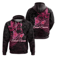 Breast Cancer Pink Ribbon Butterfly Polynesian Black Version Hoodie LT12 Hoodie Black - Polynesian Pride