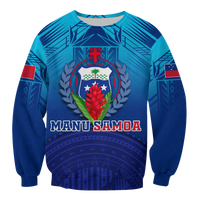 (Custom Personalised) Manu Samoa Legend Sweatshirt - LT12 Unisex Blue - Polynesian Pride