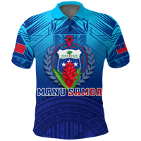 Manu Samoa Legend Polo Shirt LT12 Unisex Blue - Polynesian Pride