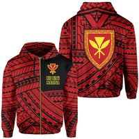Polynesian Kanaka Maoli Protect Mauna Kea Hawaii Zip Hoodie Quarter Style Unisex Red - Polynesian Pride