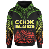 Cook Islands Tribal Front Pocket Hoodie Unisex Black - Polynesian Pride