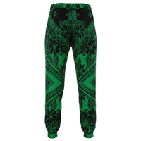 Polynesian Plumeria Mix Green Black Joggers - Polynesian Pride
