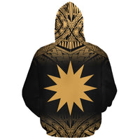 Nauru Polynesian Custom Zip up Hoodie Gold Fog - Polynesian Pride