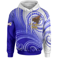 American Samoa Polynesian Hoodie Bald Eagle (Blue) Unisex Blue - Polynesian Pride