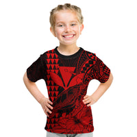 Kakau Polynesian Tribal Hawaiian Turtle with Kanaka Maoli Red Kid T Shirt LT9 - Polynesian Pride