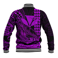 (Custom Personalised) Kakau Polynesian Tribal Hawaiian Turtle with Kanaka Maoli Purple Baseball Jacket LT9 - Polynesian Pride