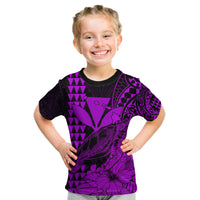 Kakau Polynesian Tribal Hawaiian Turtle with Kanaka Maoli Purple Kid T Shirt LT9 - Polynesian Pride