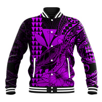 Kakau Polynesian Tribal Hawaiian Turtle with Kanaka Maoli Purple Baseball Jacket LT9 Unisex Purple - Polynesian Pride
