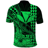 Custom Kakau Polynesian Tribal Hawaiian Turtle with Kanaka Maoli Green Polo Shirt LT9 - Polynesian Pride