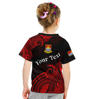 (Custom Personalised) Ribaberiki Kiribati Coat Of Arms Mix Red Polynesian Kid T Shirt LT14 - Polynesian Pride