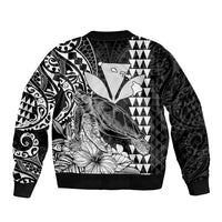 Kakau Polynesian Tribal Hawaiian Turtle with Kanaka Maoli Black Sleeve Zip Bomber Jacket LT9 - Polynesian Pride
