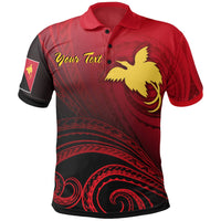 Papua New Guinea Custom Polo Shirt Raggiana Bird of Paradise Polynesian Patterns Unisex Red - Polynesian Pride