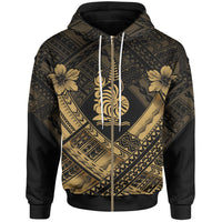 New Caledonia Polynesian Zip up Hoodie New Caledonia Gold Seal Camisole Hibiscus Style Unisex Gold - Polynesian Pride