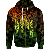Fiji Custom Zip up Hoodie Polynesian Wings (Reggae) Unisex Blue - Polynesian Pride