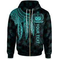 Samoa Custom Zip up Hoodie Polynesian Wings (Turquoise) Unisex Turquoise - Polynesian Pride