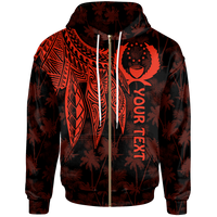 Pohnpei Custom Zip up Hoodie Polynesian Wings (Red) Unisex Red - Polynesian Pride