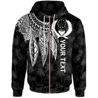 Pohnpei Custom Zip up Hoodie Polynesian Wings (White) Unisex White - Polynesian Pride