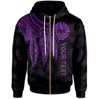 Tahiti Custom Zip up Hoodie Polynesian Wings (Purple) Unisex Blue - Polynesian Pride