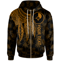 Yap Custom Zip up Hoodie Polynesian Wings (Golden) Unisex Golden - Polynesian Pride