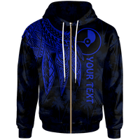 Yap Custom Zip up Hoodie Polynesian Wings (Blue) Unisex Blue - Polynesian Pride