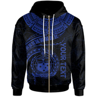 Polynesian Samoa Custom Zip up Hoodie Samoan Waves (Blue) Unisex Blue - Polynesian Pride
