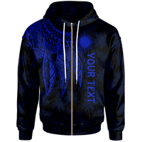 Marshall Islands Custom Zip up Hoodie Polynesian Wings (Blue) Unisex Blue - Polynesian Pride