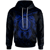 American Samoa Polynesian Custom Hoodie Vintage Polynesian Turtle (Blue) Unisex Blue - Polynesian Pride