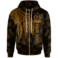Vanuatu Custom Zip up Hoodie Polynesian Wings (Golden) Unisex Golden - Polynesian Pride