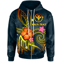 Polynesian Hawaii Custom Zip up Hoodie Legend of Kanaka Maoli (Blue) Unisex Blue - Polynesian Pride