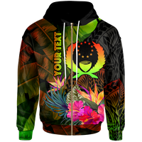 Pohnpei Polynesian Custom Zip up Hoodie Hibiscus and Banana Leaves Unisex Reggae - Polynesian Pride