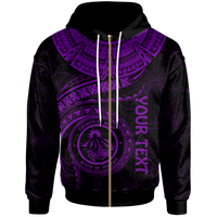 Polynesian Hawaii Custom Zip up Hoodie Maui Polynesian Waves (Purple) Unisex Purple - Polynesian Pride