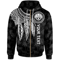 Federated States of Micronesia Custom Zip up Hoodie Polynesian Wings (White) Unisex White - Polynesian Pride