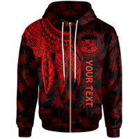 Polynesian Hawaii Custom Zip up Hoodie Polynesian Wings (Red) Unisex Red - Polynesian Pride
