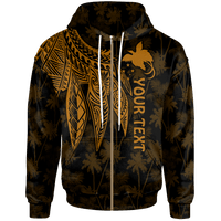 Papua New Guinea Custom Zip up Hoodie Polynesian Wings (Golden) Unisex Golden - Polynesian Pride