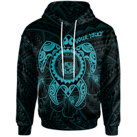 Hawaii Polynesian Custom Hoodie Vintage Polynesian Turtle (Turquoise) Unisex Turquoise - Polynesian Pride