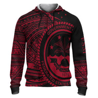 Federated States of Micronesia Hoodie Micronesia Red Patterns With Coat of Arms Unisex Black - Polynesian Pride