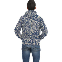 Blue Palm Polynesian Inside Print Zip Hoodie - Polynesian Pride
