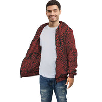 Red Polynesian Inside Print Zip Hoodie Unisex Red - Polynesian Pride