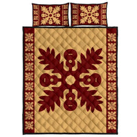 Hawaiian Quilt Pattern Guitar And Flora Quilt Bed Set Gold - Polynesian Pride