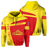 Hawaii Polynesian Mauna Kea Sport Zip up Hoodie Premium Style Unisex Yellow - Polynesian Pride